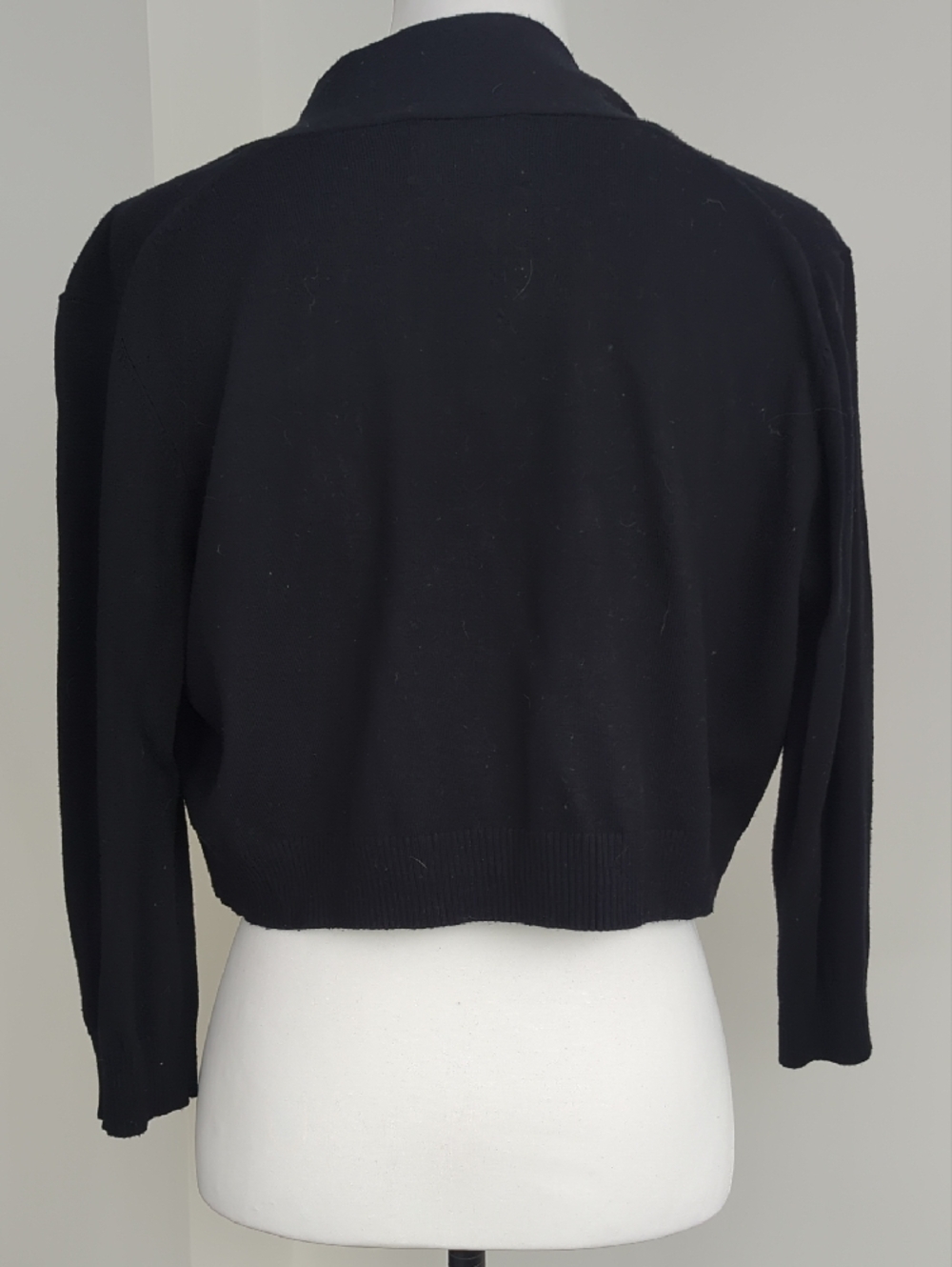 Cynthia Rowley Black Knit Cropped Open Front Cardigan Shrug LARGE - Picture 2 of 7